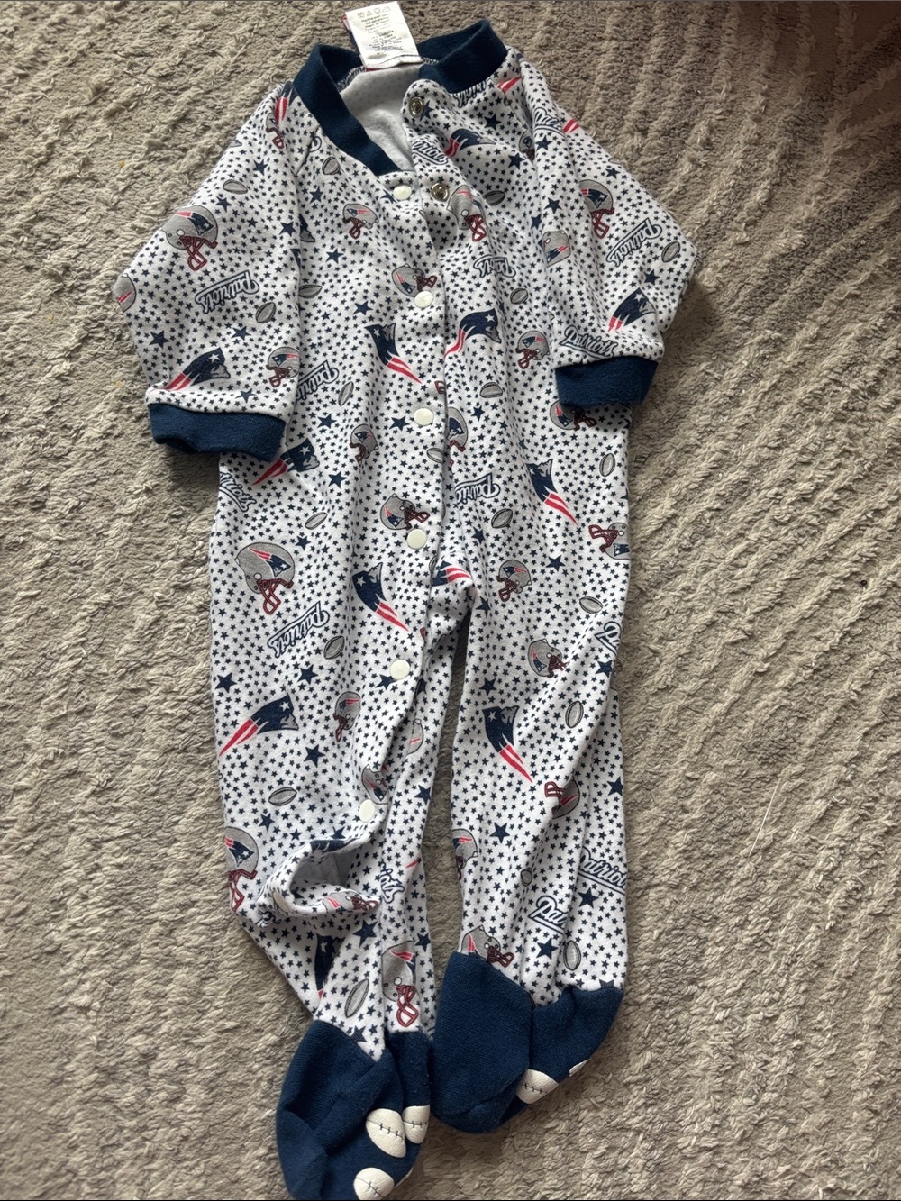 Patriots Baby One-Piece Footed Pajamas - 3-6 months